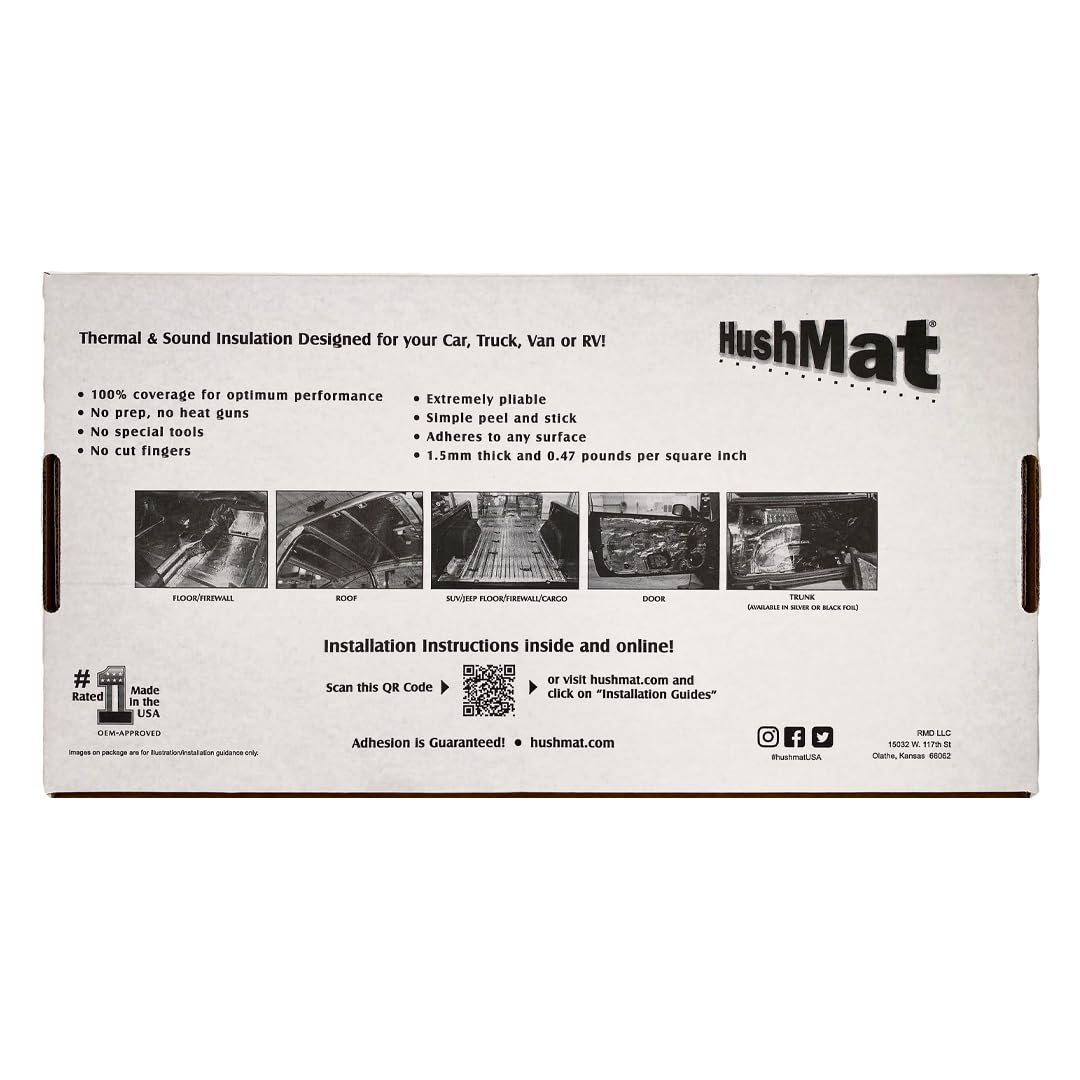 Bulk Kit HushMat – Automotive Sound Deadening and Thermal Insulation Solution for All Vehicles (58.1 Sq Ft, Black Foil)