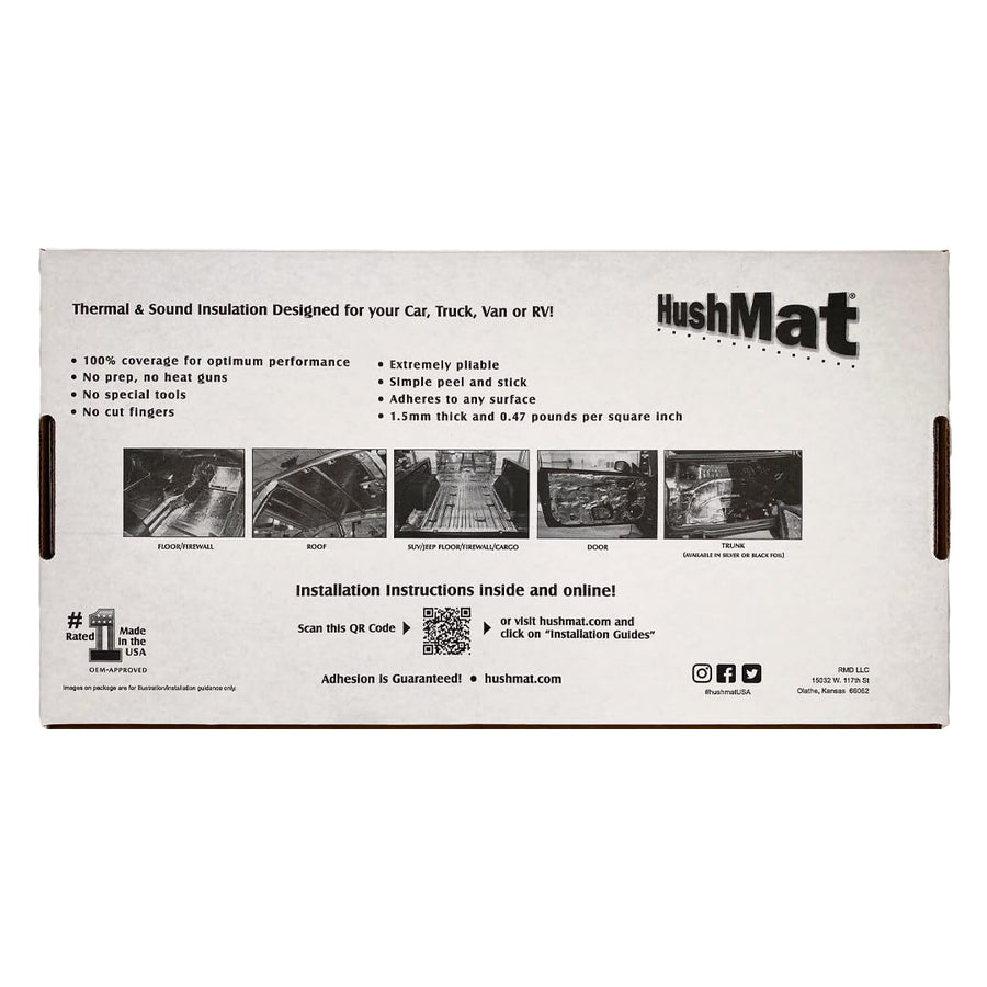 Bulk Kit HushMat – Automotive Sound Deadening and Thermal Insulation Solution for All Vehicles (58.1 Sq Ft, Black Foil)