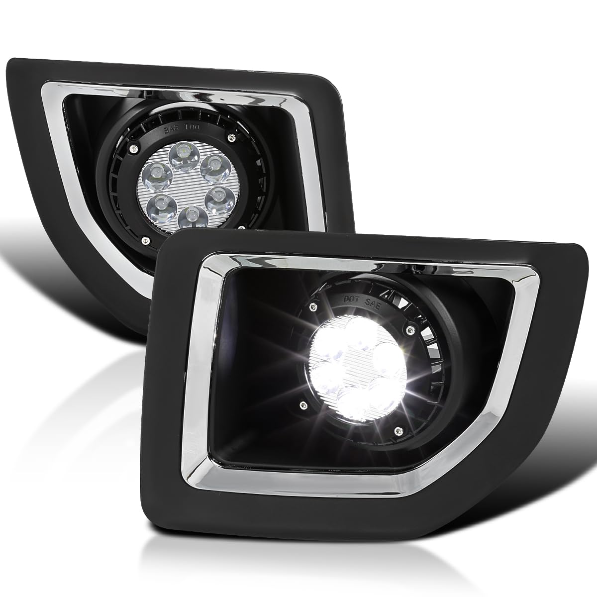 Clear Driving LED Fog Lights SPEC-D TUNING +Built-In LED Bulbs + Switch Compatible with 2015-2018 GMC Sierra 2500HD 3500HD L+R Pair Assembly