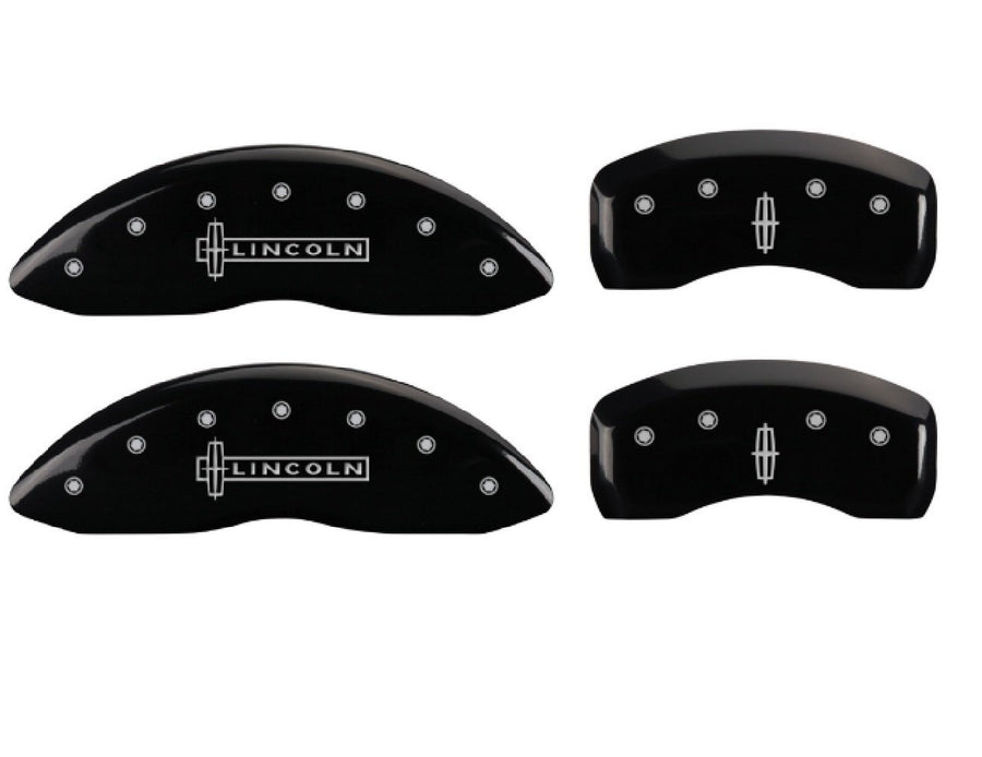 MGP 36024SLCNBK Caliper Covers Black Powder Coat Finish Silver Characters Disc Brake Cover (Set of 4)