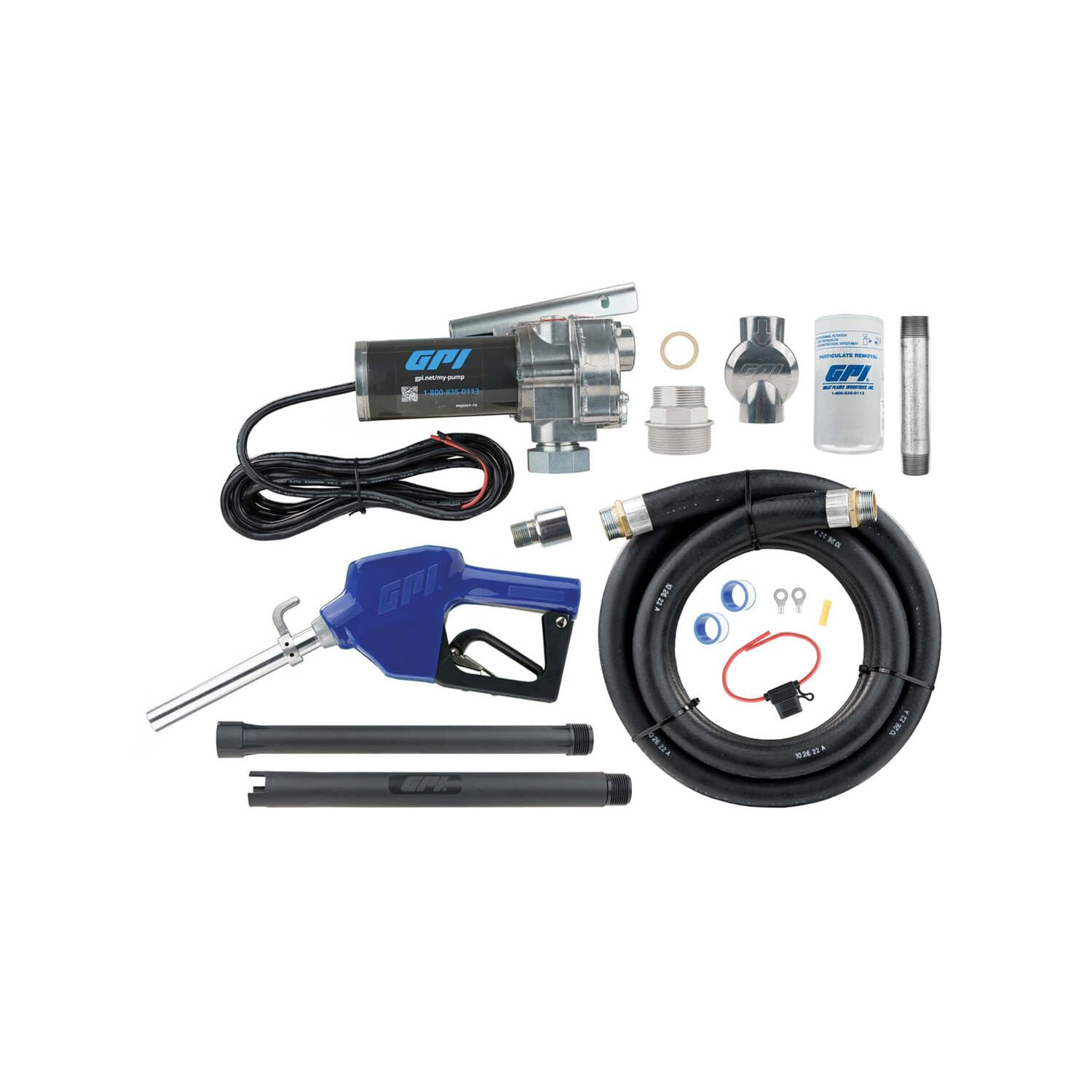 M-180 Series GPI Fuel Transfer Pump, Automatic Shut-off Nozzle with Filter Kit, 18 GPM, 12 Volt (110612-02)
