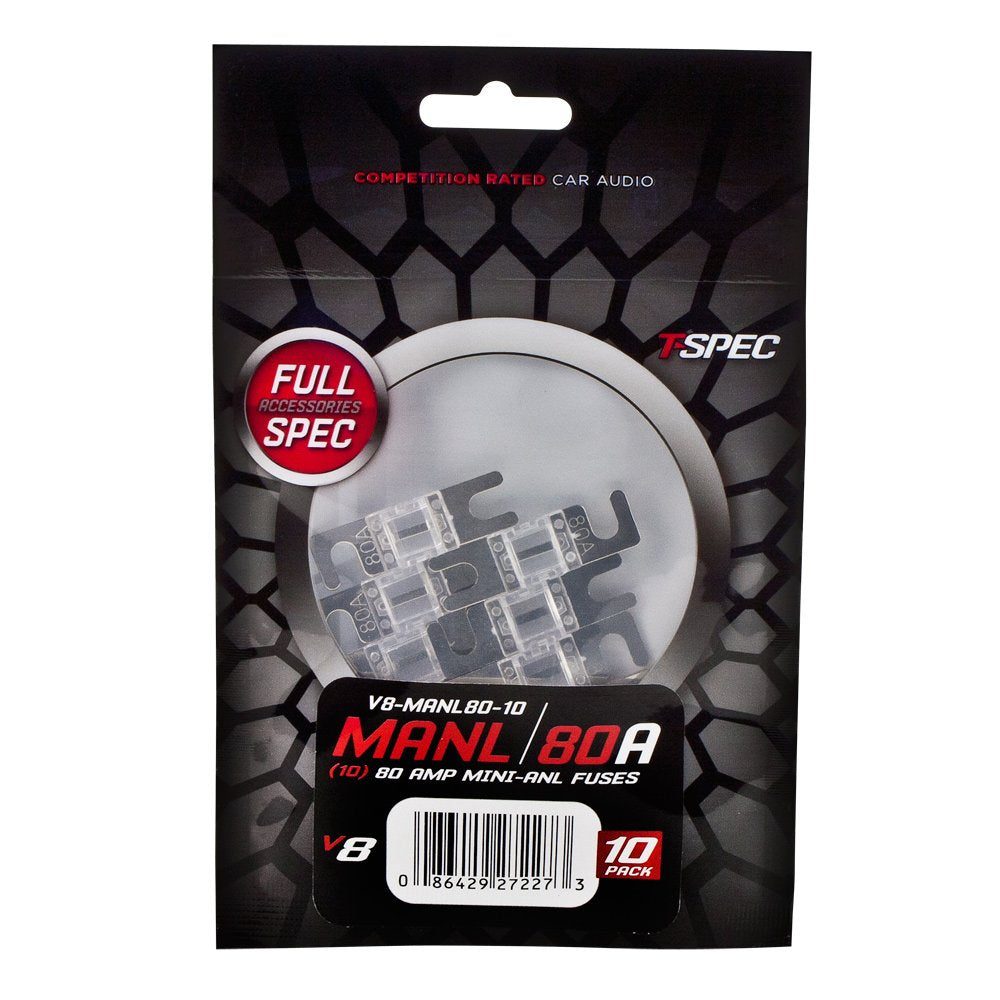 V8 Series T-Spec Nickel Plated Mini ANL Fuses, 10 Pack