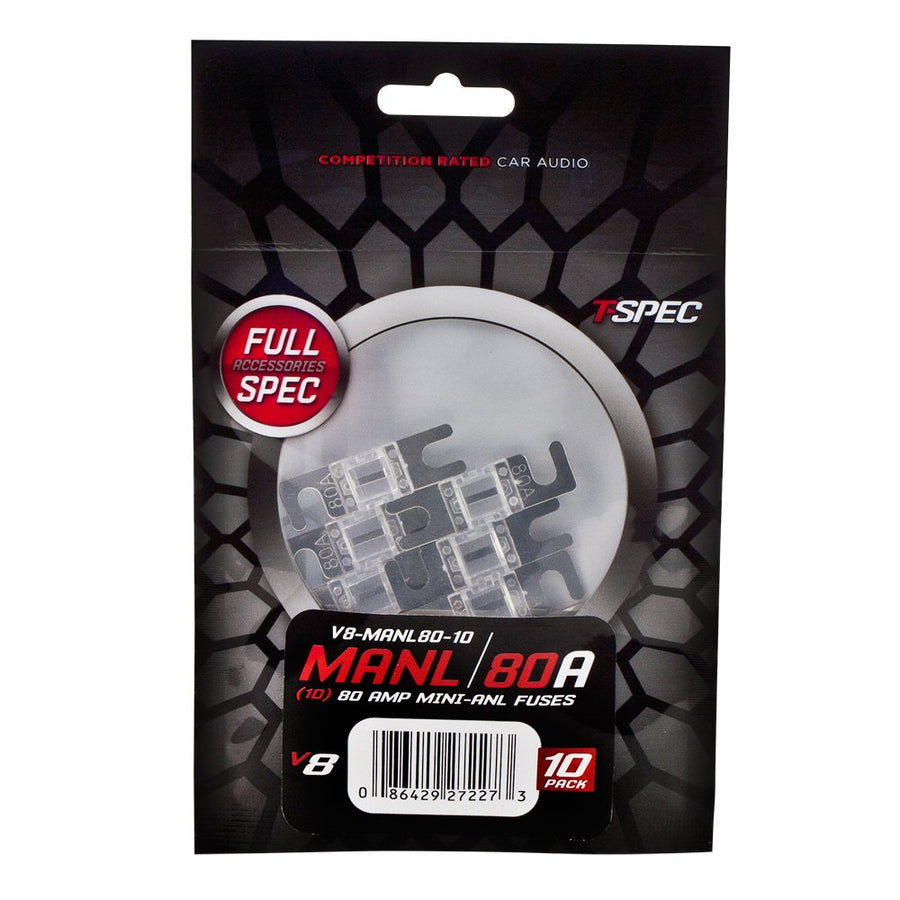 V8 Series T-Spec Nickel Plated Mini ANL Fuses, 10 Pack