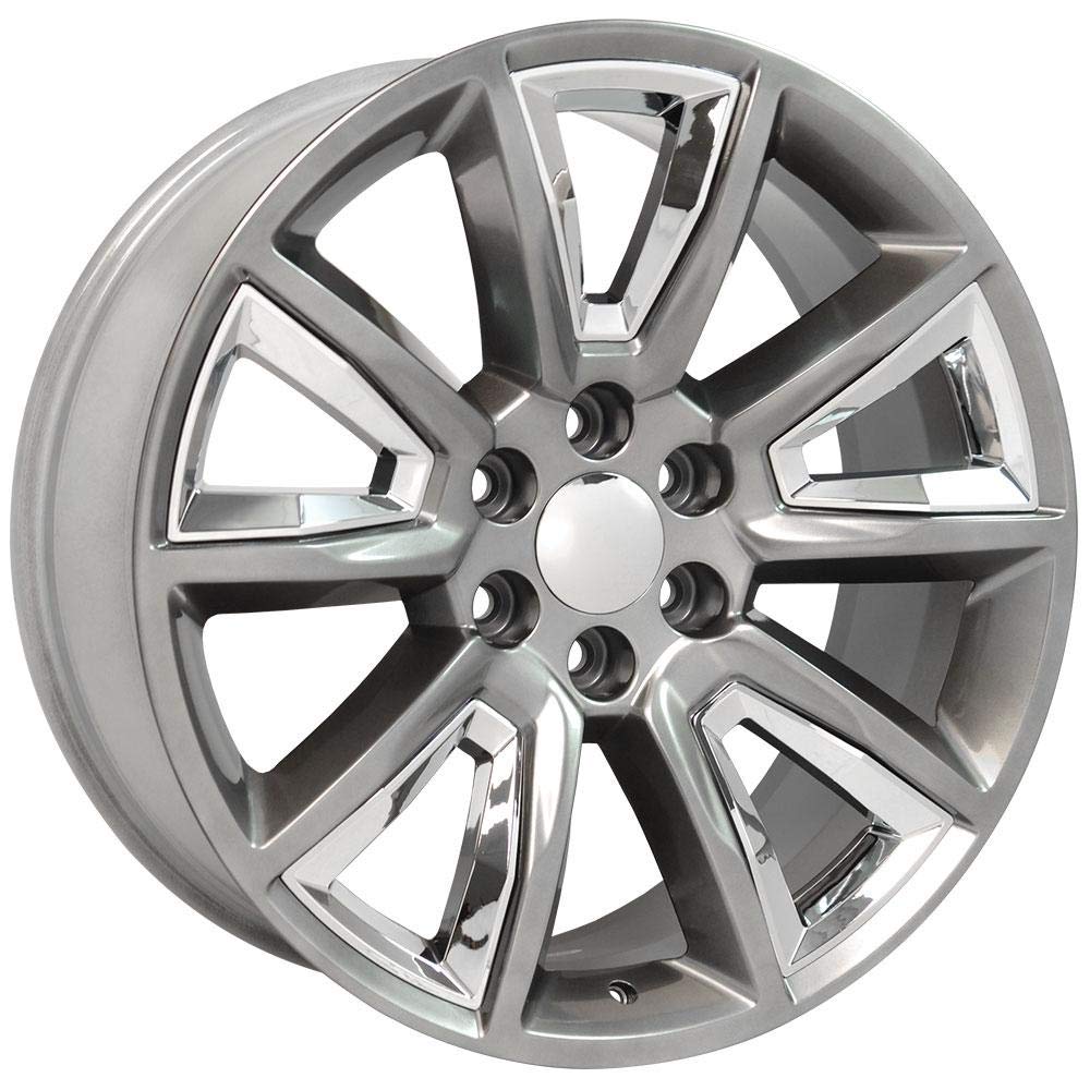 22 Inch OE Wheels CV73B Rim Fits Tahoe Style 6x139.7 22x9 Gloss Hyper Black with Chrome Insert - Hollander 5696 (1)