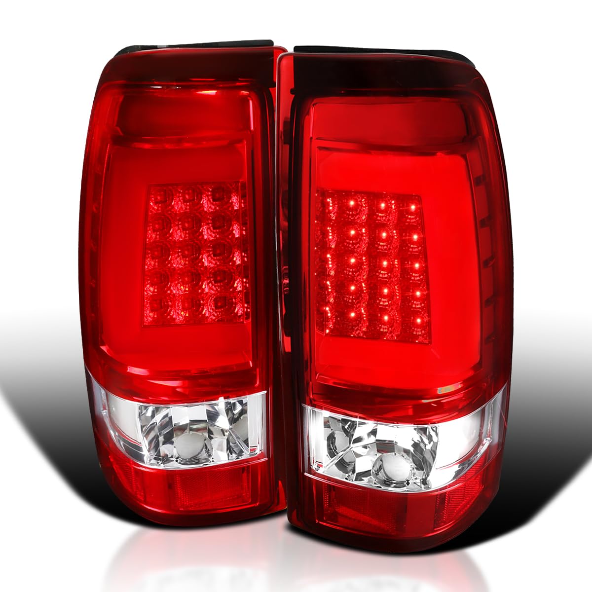 Red LED Bar Tail Lights SPEC-D TUNING Compatible with 1999-2002 Chevy Silverado GMC Sierra 1500/2500/3500 Models, Left + Right Pair Assembly