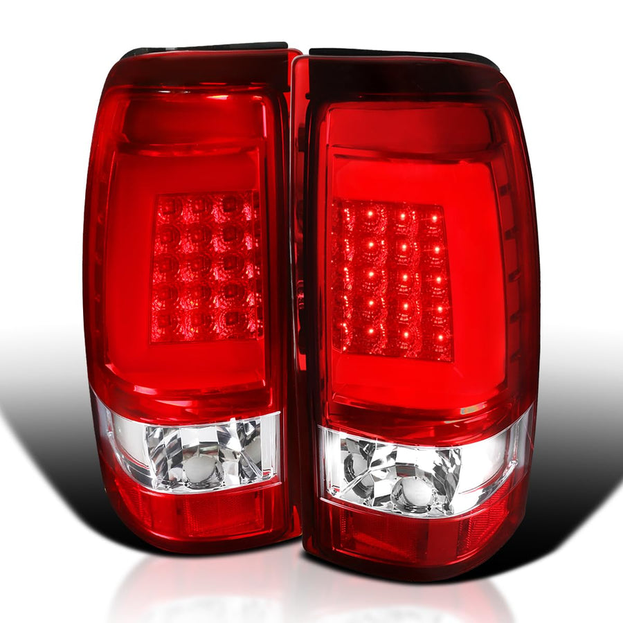 Red LED Bar Tail Lights SPEC-D TUNING Compatible with 1999-2002 Chevy Silverado GMC Sierra 1500/2500/3500 Models, Left + Right Pair Assembly