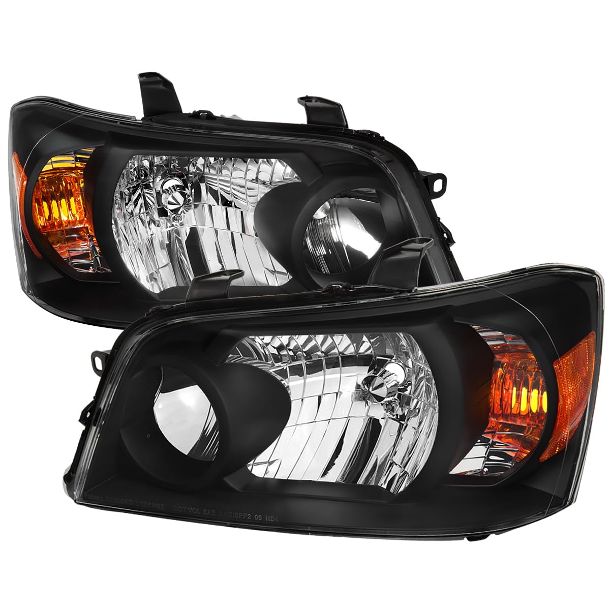 Black Headlights SPEC-D TUNING Compatible with 2004-2007 Toyota Highlander, Left + Right Head Lights Assembly