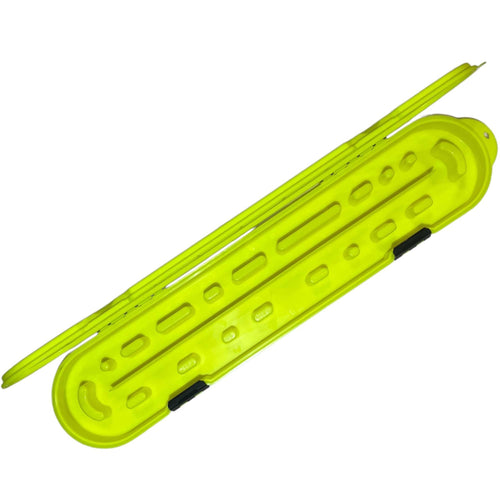 Universal Portable Saw Chain Storage Case - Pro Series for Long Blades, Double Row, Double-Sided for Sharp & Dull Chains, 2 Inches Tall, Made in USA - High-Vis Yellow - Holiday Gift for Family