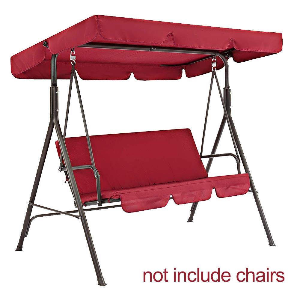 Canopy Patio Swing Seat Cover 2pcs/Set, Sunproof Canopy+Swing Seat Cover for 3 Seaters, Waterproof Sunproof Swing Canopy Replacement Cover Top and Swing Chair Protection Cover