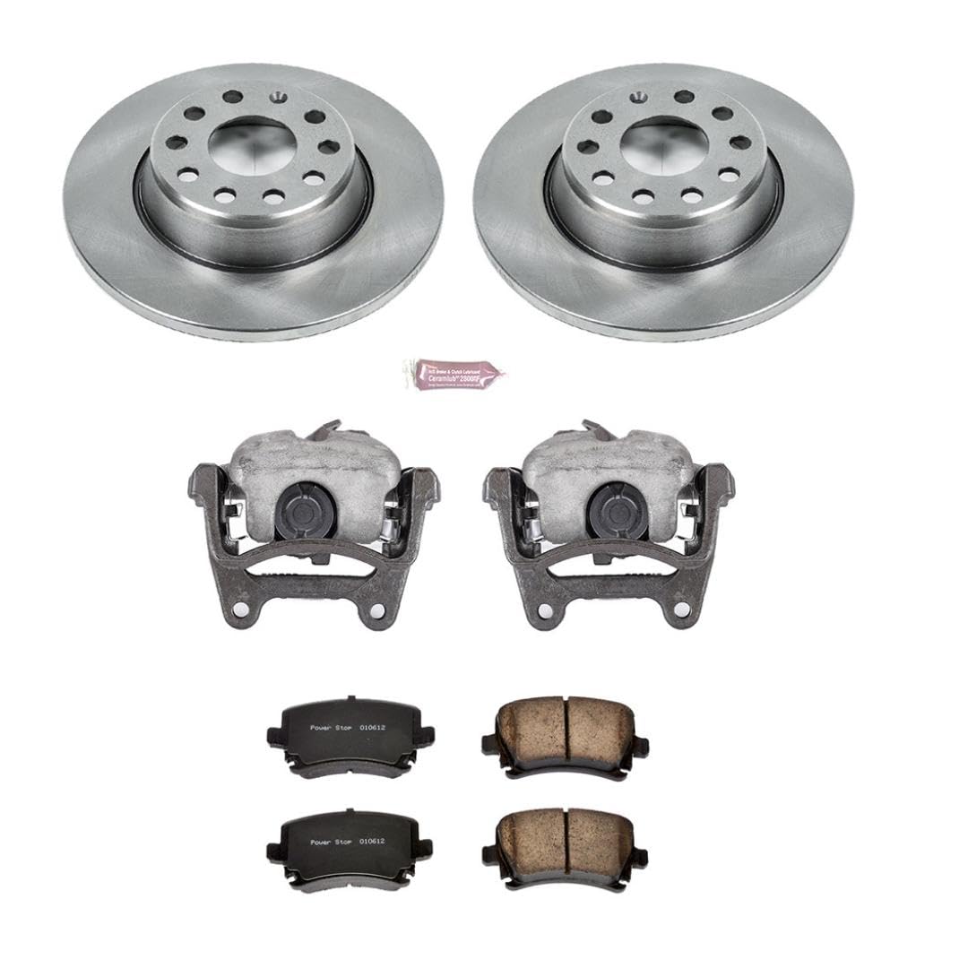 Power Stop Autospeciality KCOE2261B Replacement Rear Caliper Kit- OE Rotors, Ceramic Brake Pads, Calipers