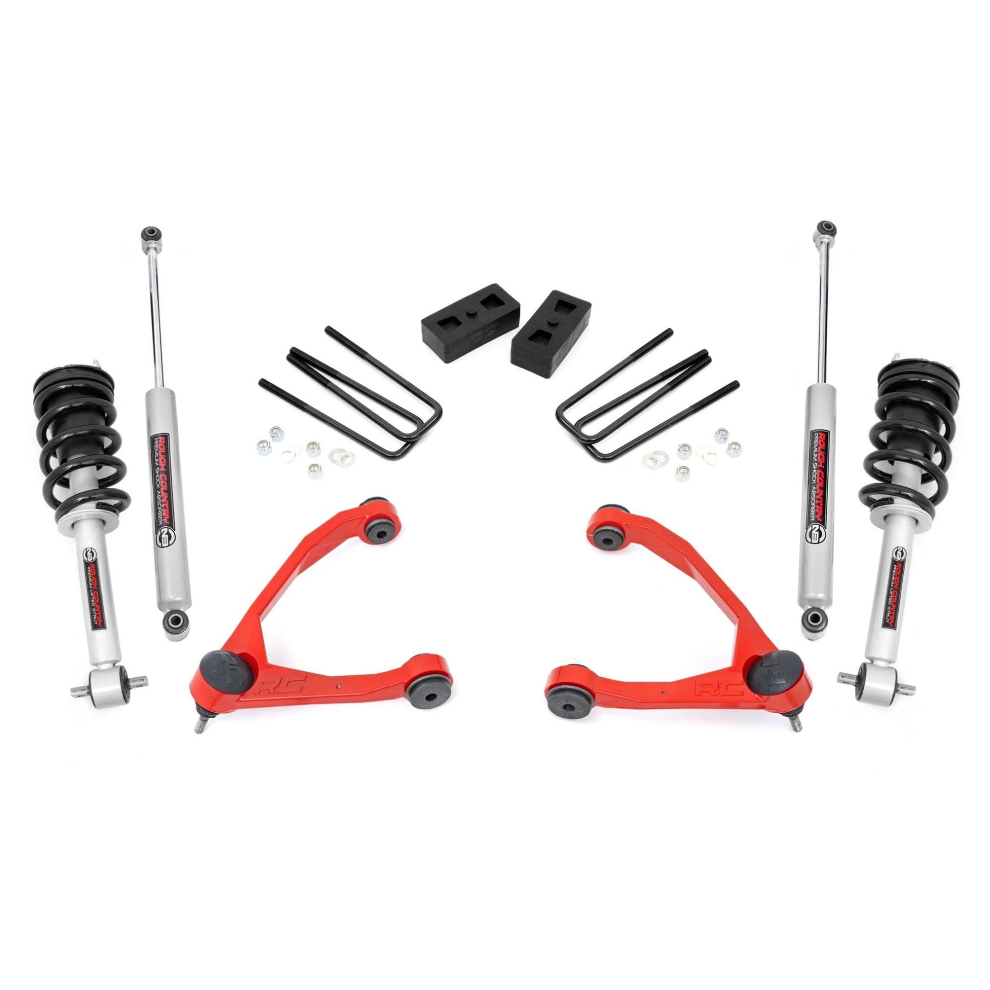 3.5" Rough Country Lift Kit w/N3 Struts for 14-16 Chevy/GMC 1500 2WD - 198.23RED