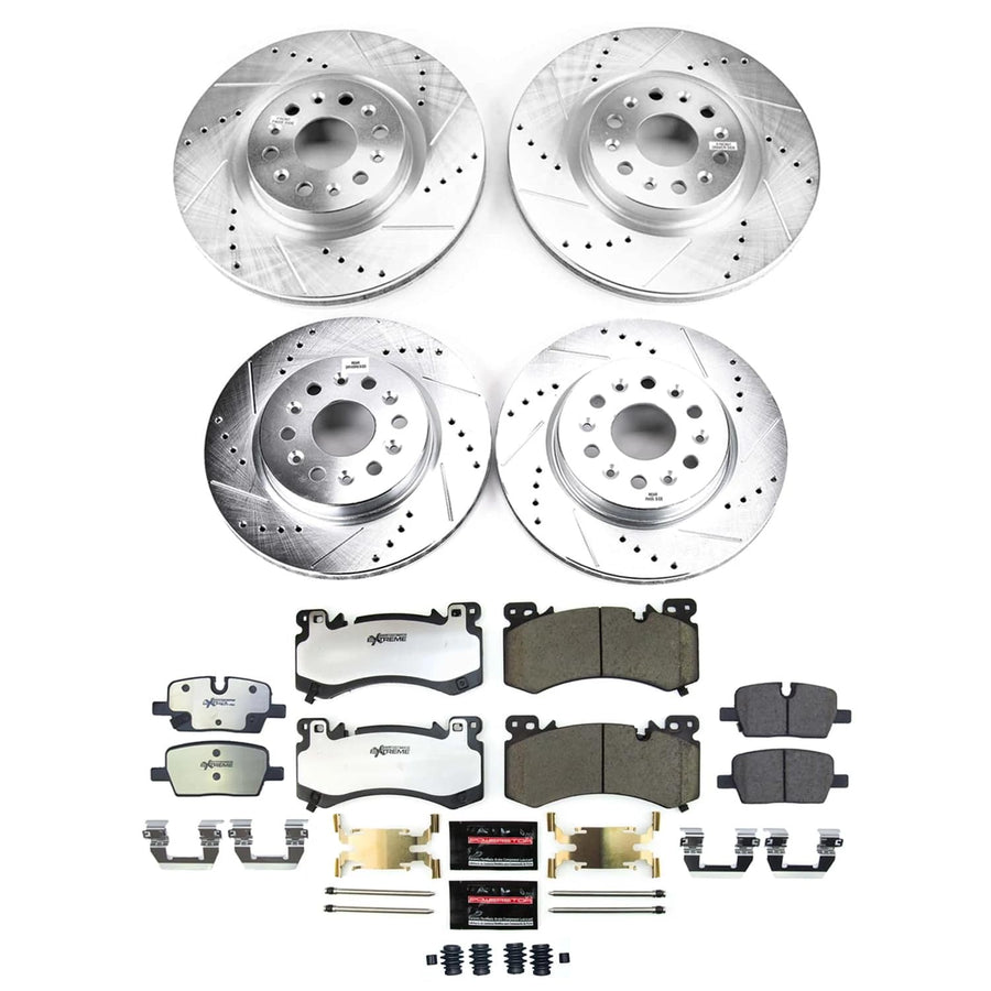 Brake Kit Power Stop Front and Rear For 2022 Cadillac XT6 - Truck & Tow Carbon Fiber Ceramic Brake Pads & Drilled and Slotted Rotors Replacement, K9092-36