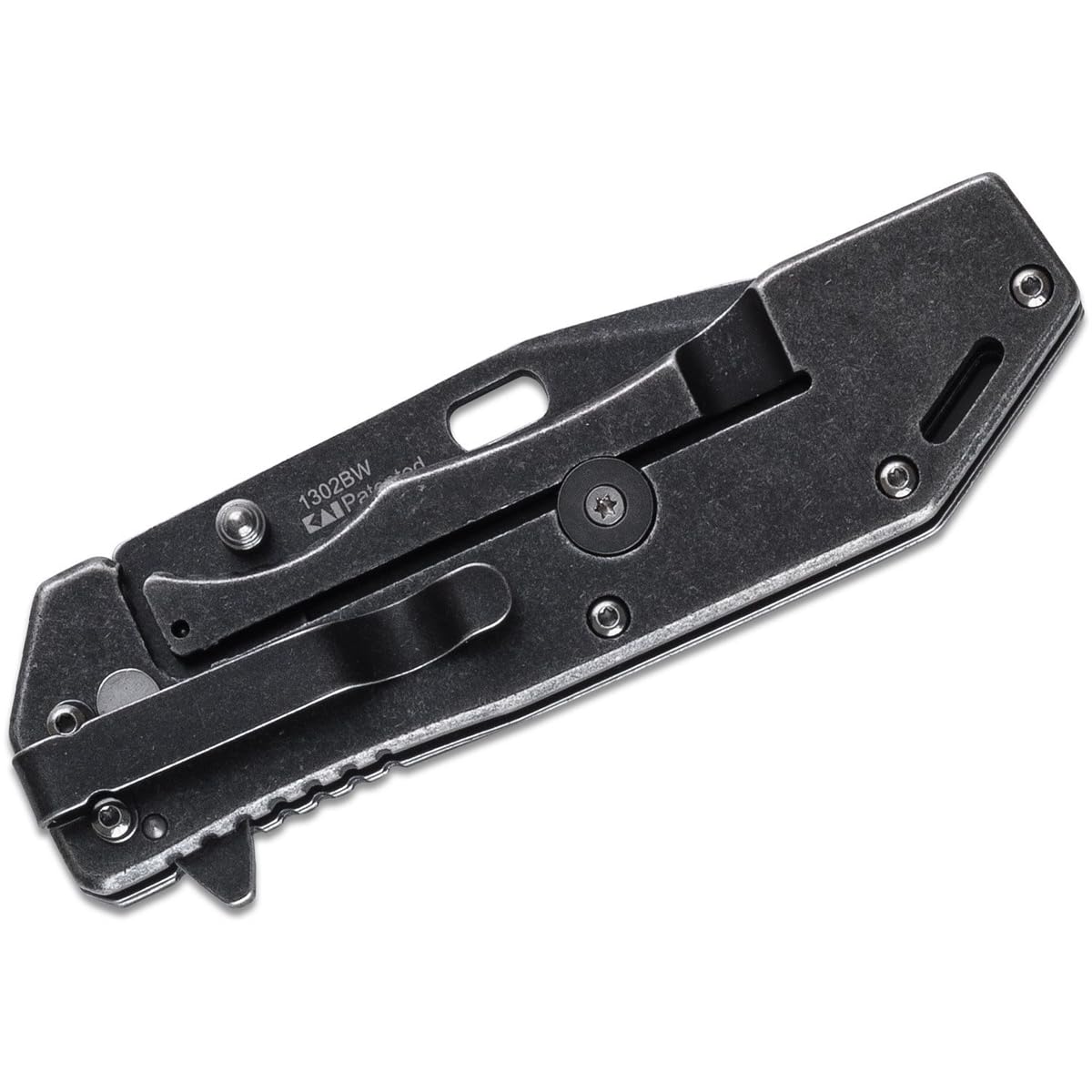 Kershaw Lifter (1302BW); Pocket Knife Tactical Tanto with 3.5 Inch 4Cr14 Steel Blackwashed Blade with Stainless Steel Blackwash Handle, SpeedSafe Assisted Opening and Deep-Carry Pocketclip; 3.2 OZ.