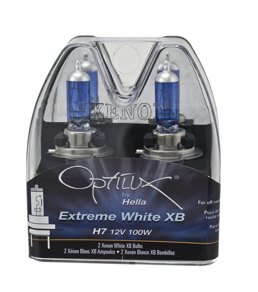 Hella Optilux H71070307 XB Series H7 Xenon White Halogen Bulbs, 12V, 100W, 2 Pack