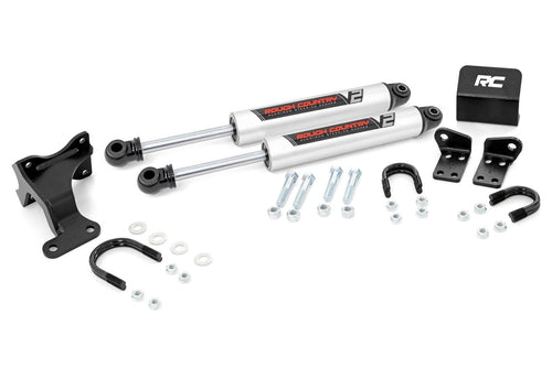 Rough Country V2 Steering Dual Stabilizer for Jeep Wrangler JK/Unlimited (2007-2018) with 2-8" Lift - Reduces Bump Steer & Vibration, Improves Control