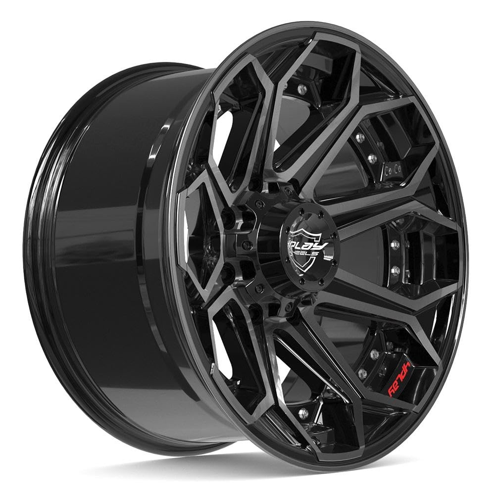 4PLAY Wheels 20 Inch Rim 4P80R Fits 8x170 20x10 Gloss Black Brushed with Tinted Clear (1)