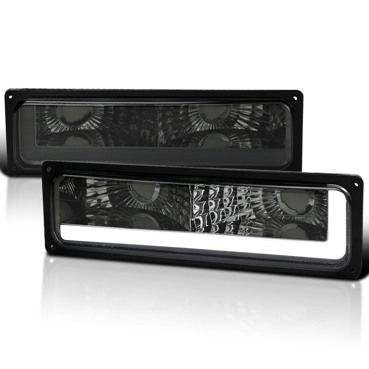Smoke LED Bar Bumper Lights SPEC-D TUNING Compatible with 1988-1998 Chevy Silverado C10 C/K