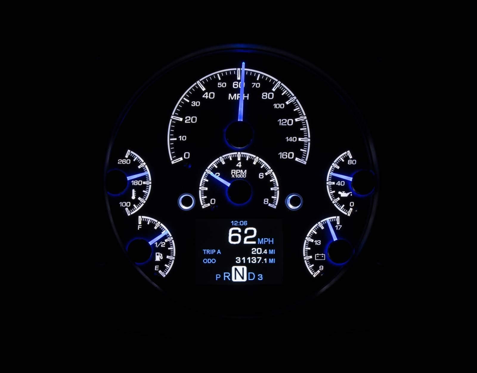 Dakota Digital HDX-66F-BRO-K Gauge System Ford Compatible with 1961-66 Pickup Truck 1966-77 Bronco Black Alloy Style