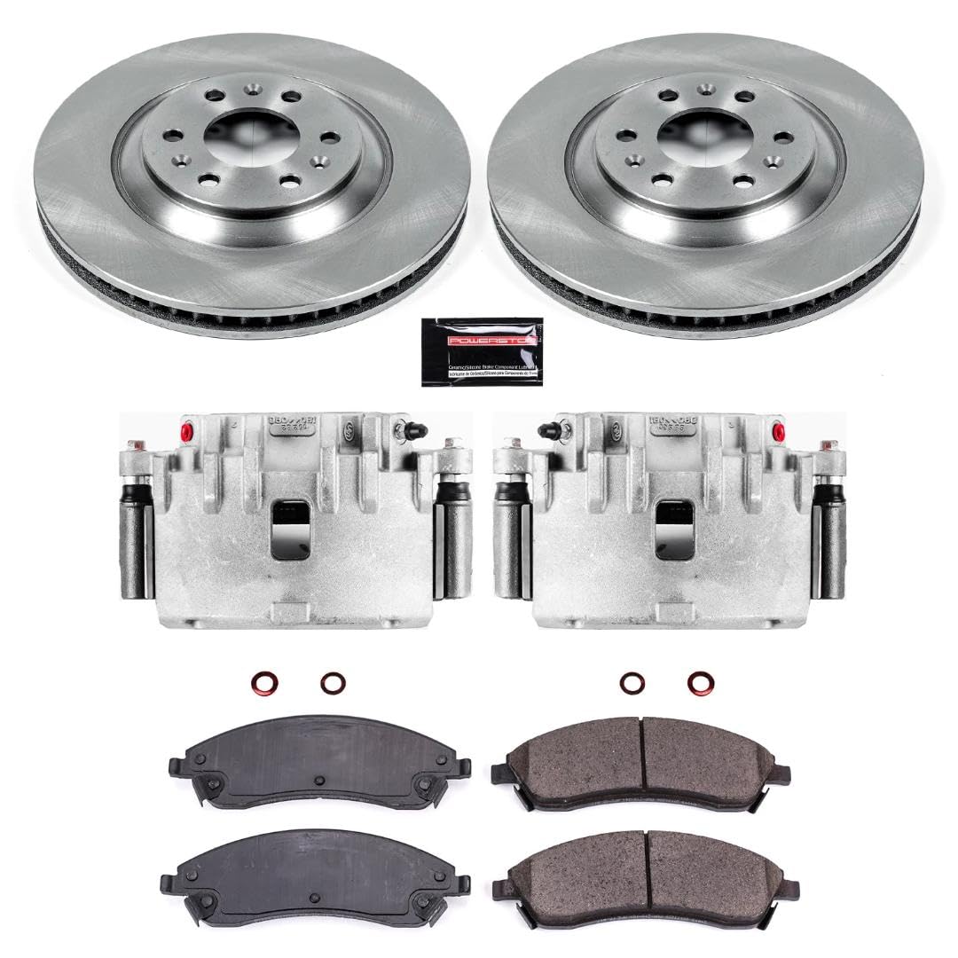 Power Stop KCOE1449 Replacement Autospeciality Front Caliper Kit- OE Rotors, Ceramic Brake Pads, Calipers For Cadillac SRX 2004-2009 [Model Specific]