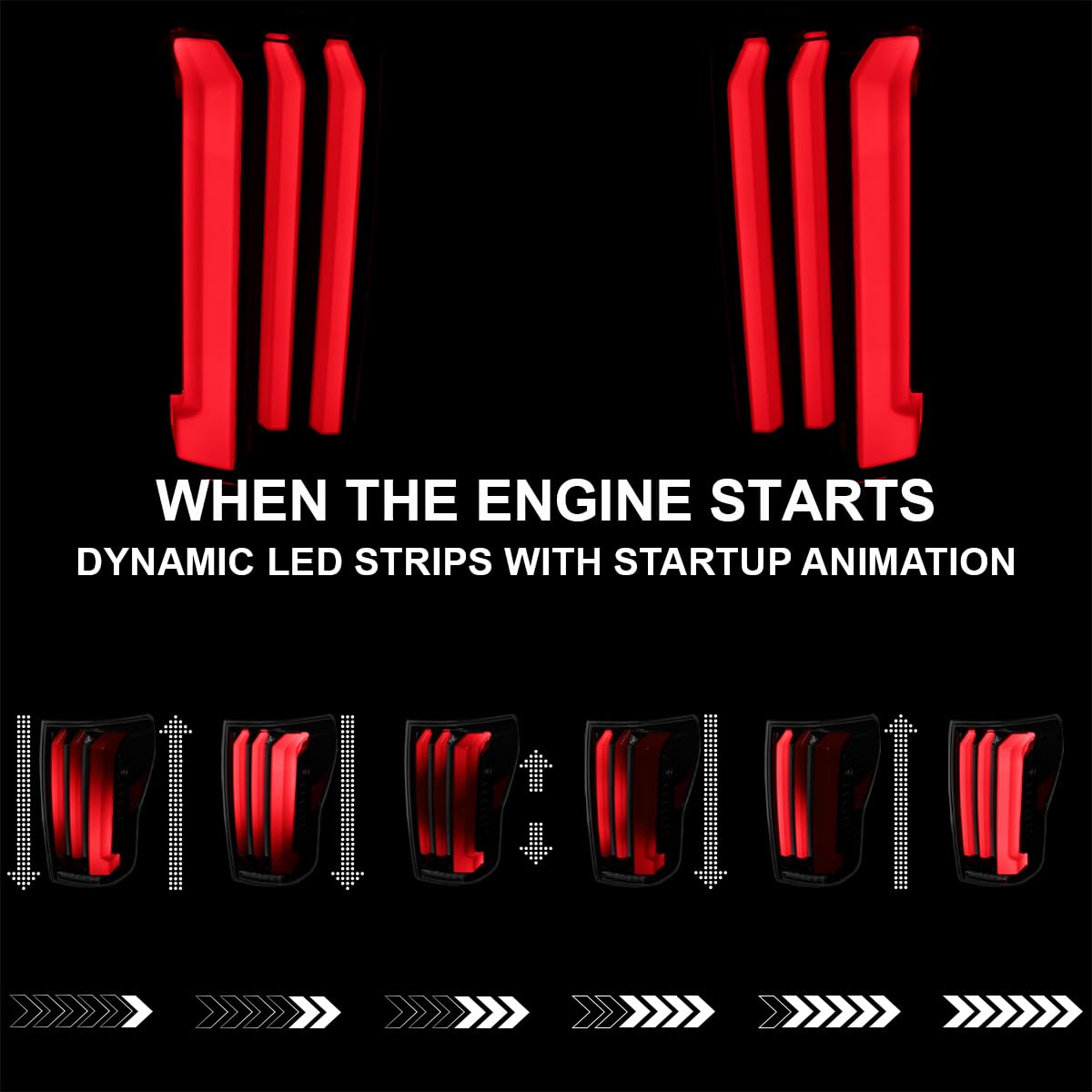 Full LED Sequential Tail Lights SPEC-D TUNING Glossy Black Smoke w/Red LED Light Bars and Startup Animation Compatible with 2007-2013 Toyota Tundra, Left + Right Pair Assembly
