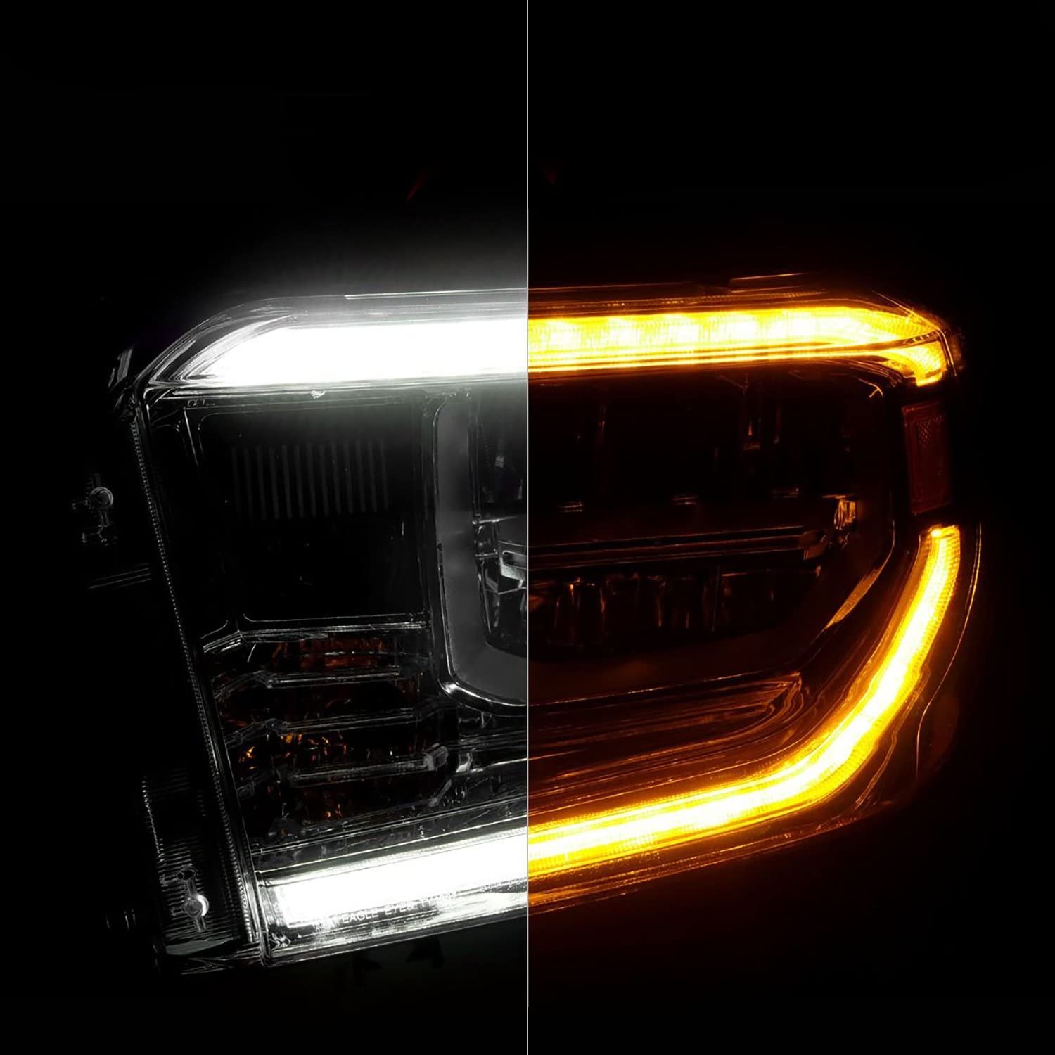 LED CRYSTAL HEADLIGHTS TOYOTA TUNDRA 14-21 SWITCHBACK PLANK STYLE CHROME (LED HIGH/LOW BEAM) (FOR OEM HALOGEN MODEL W/LED DRL)