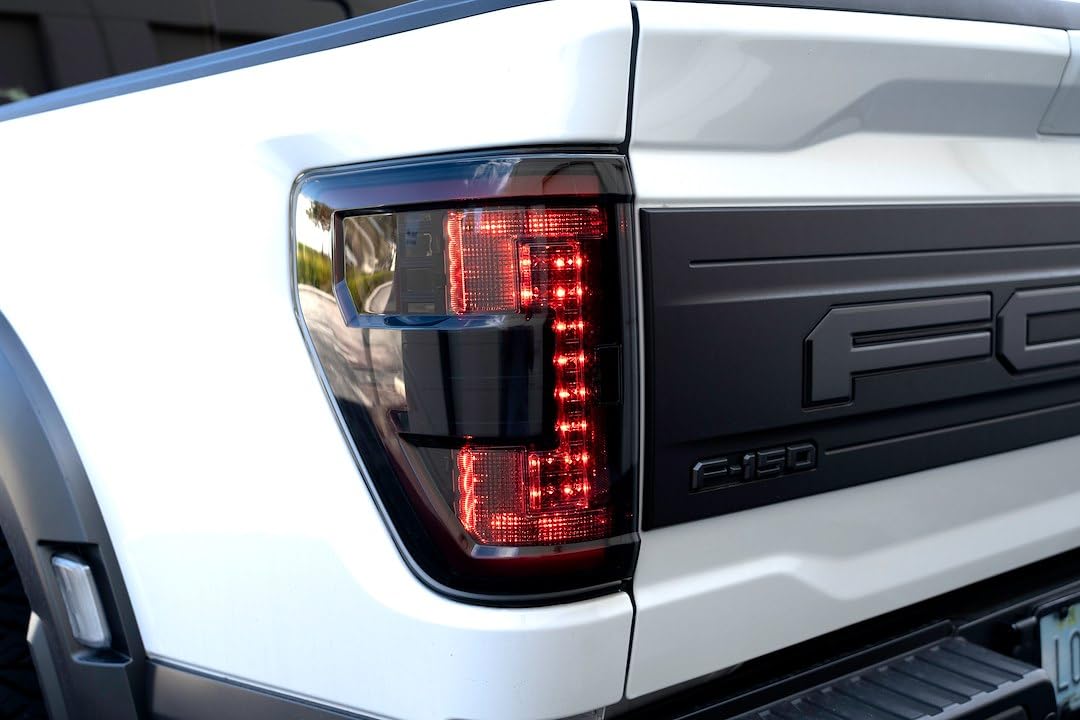 RECON - Ultra Bright Smoked LED Tail Lights Fits 2021-2023 F150 & Raptor (Replaces OEM LED style w/BLIS Only) SMOKED LENS