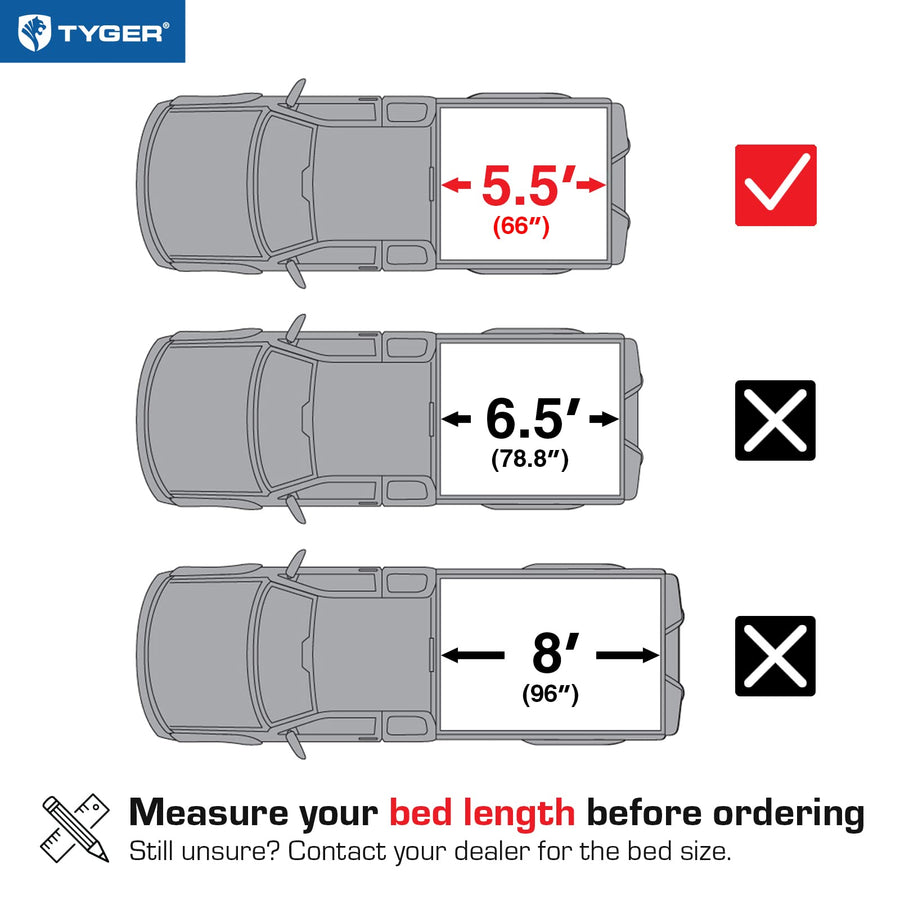 Tyger Auto T1 Soft Roll Up Tonneau Cover Truck Bed Compatible with 2004-2008 Ford F-150; 2005-2008 Lincoln Mark LT | Styleside 5.5' Bed (67") | TG-BC1F9019, Black