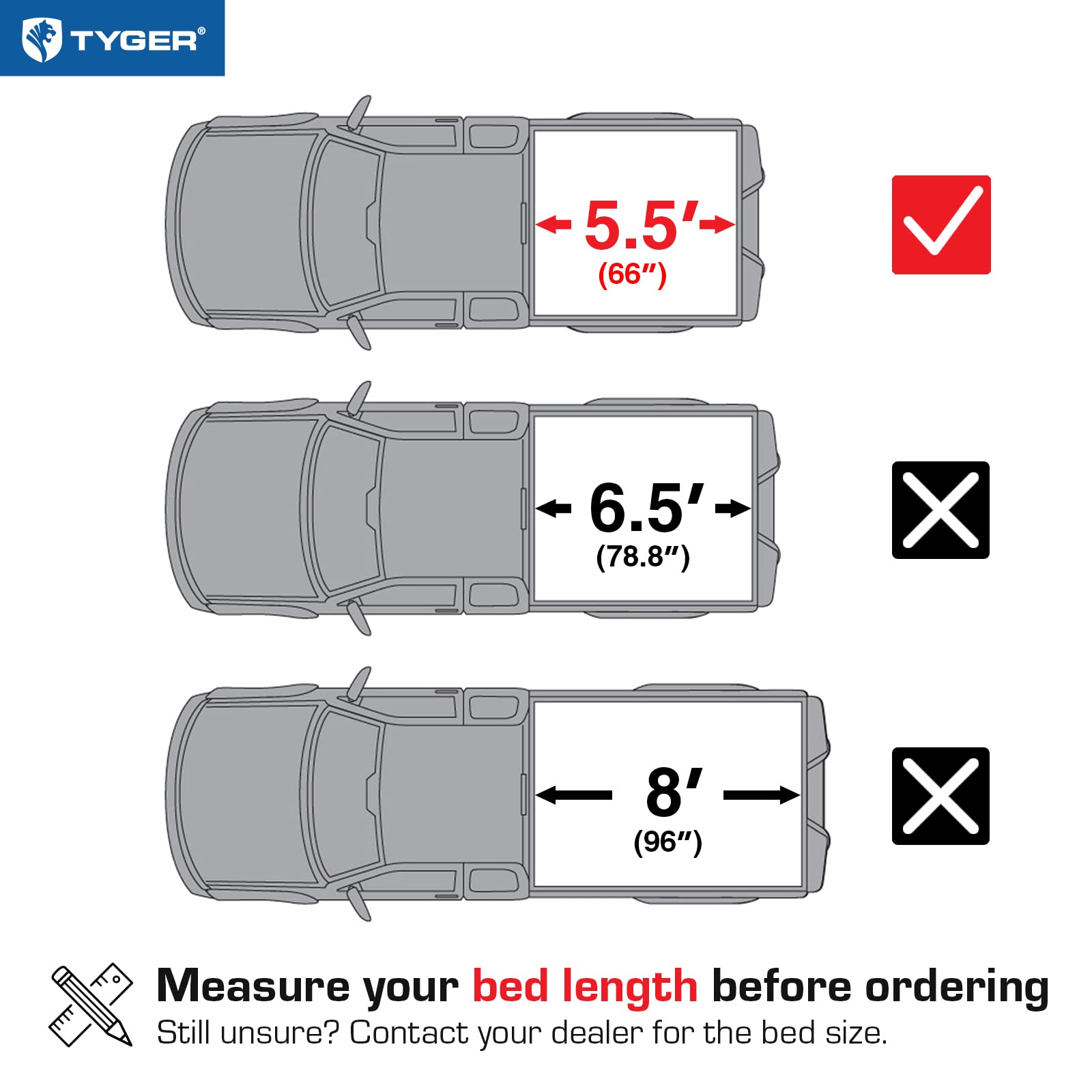 Tyger Auto T2X Soft Roll-up Low Profile in Fabric Truck Bed Tonneau Cover Compatible with 2015-2026 Ford F-150 | Fleetside 5.5' (67") Bed | TG-BCXF3770