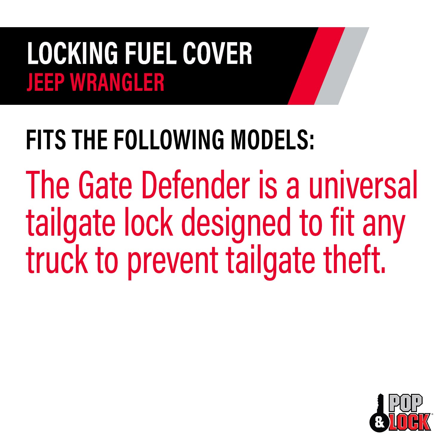 Pop & Lock Black Universal Tailgate Lock, Key Lock, PL9900, The Gate Defender, Truck Theft Prevention, Made in USA