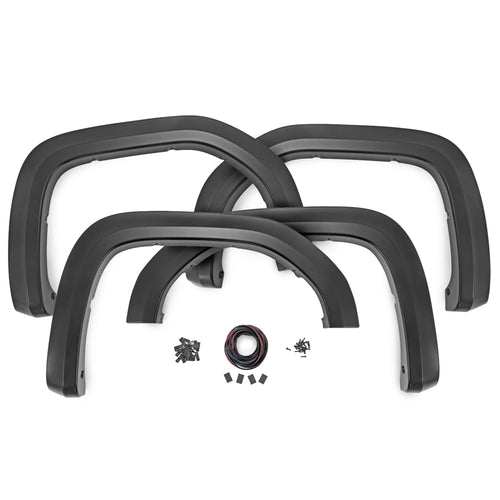 Rough Country Fender Flares Sport Style for GMC Sierra 1500 (2019-2026 & Refresh) - 5" Flare Height, Paintable Tri-Blend ABS, No-Drill Install, Set of 4
