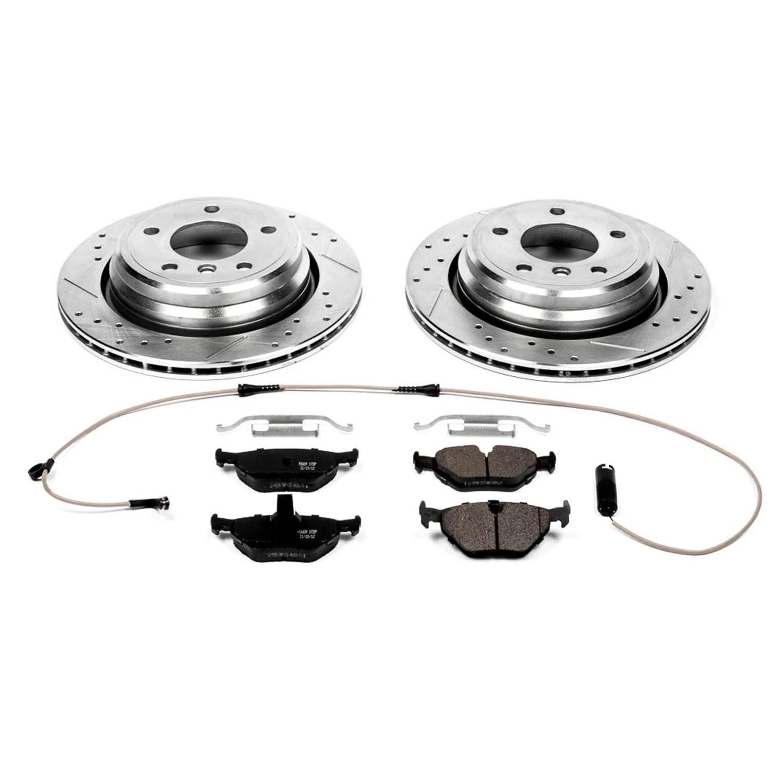 Power Stop K3126 Z23 Carbon Fiber Brake Pads with Drilled & Slotted Brake Rotors Kit For BMW 525i 2001-2003, BMW 528i 1999-2000, BMW 540i 1999-2003 [Model Specific]