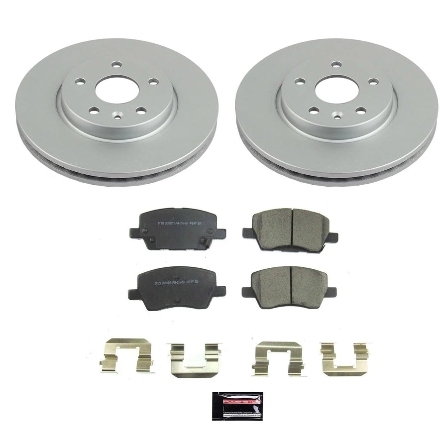 Power Stop Z17 CRK8635 Front Coated Rotor Kit-Coated Brake Rotors, Ceramic Brake Pads For Chevrolet Sonic 2018-2020 [Model Specific]