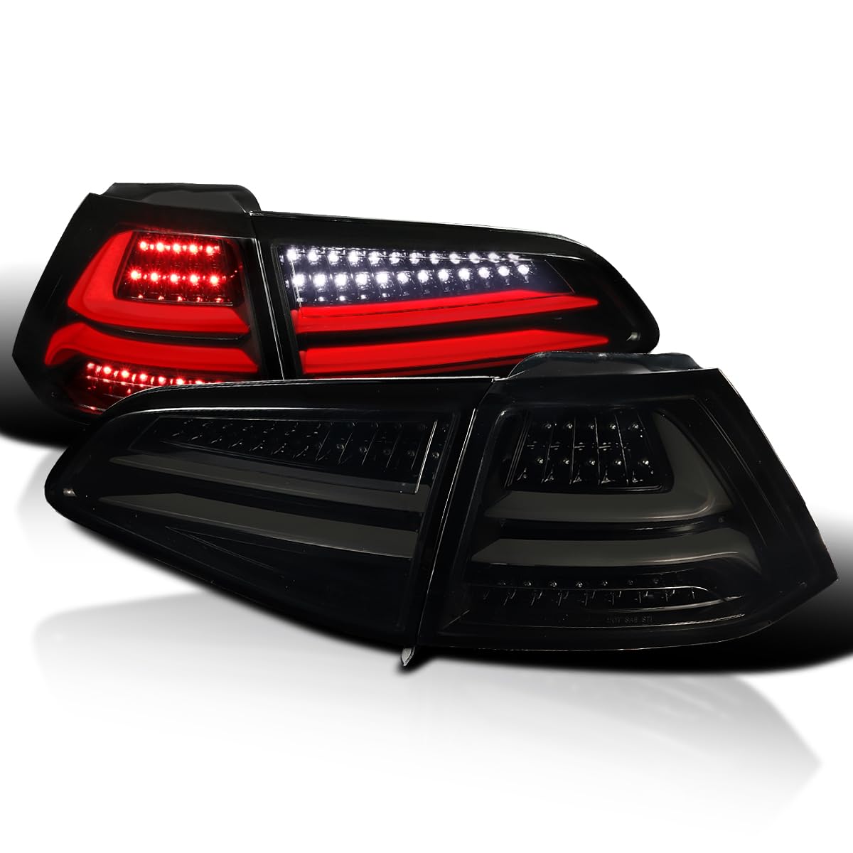 LED Tail Lights SPEC-D TUNING Glossy Black Compatible with 2015-2017 Volkswagen Golf GTI Models, Left + Right Pair Assembly