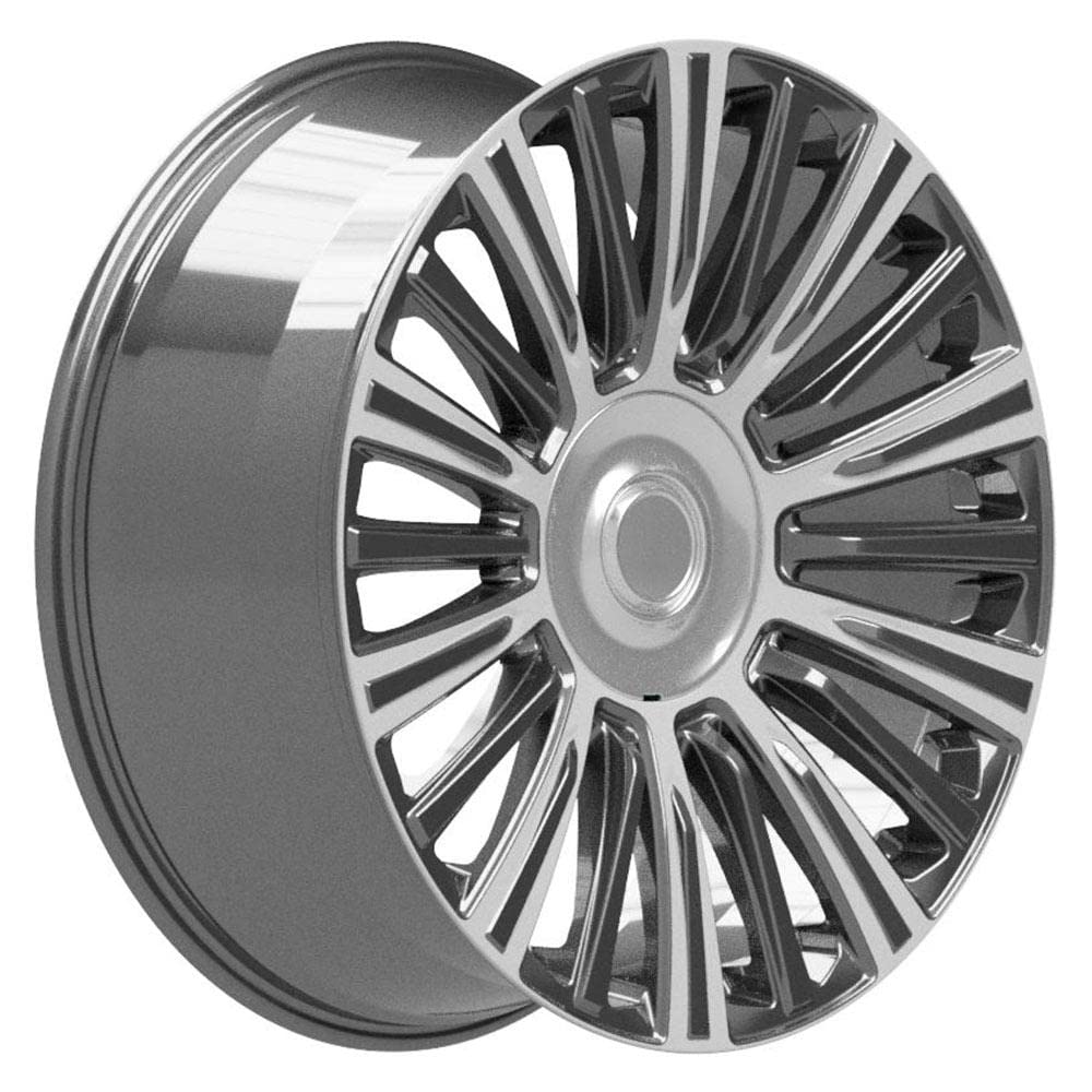 24" Replica Wheel Ca92 OE Wheels Fits Cadillac Escalade 24X10 Gunmetal With Polished Face Wheel