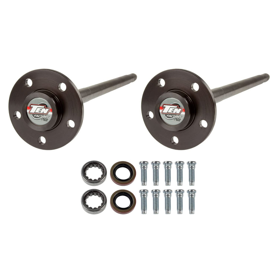 Drive Axle Shaft Assembly TEN Factory MG22138 for Dana 35 Standard, Spline Count: 27, 5x4.5 Bolt Pattern - Includes Left & Right Axles, Bearings, Seals & Studs - Fits Jeep Cherokee/Comanche