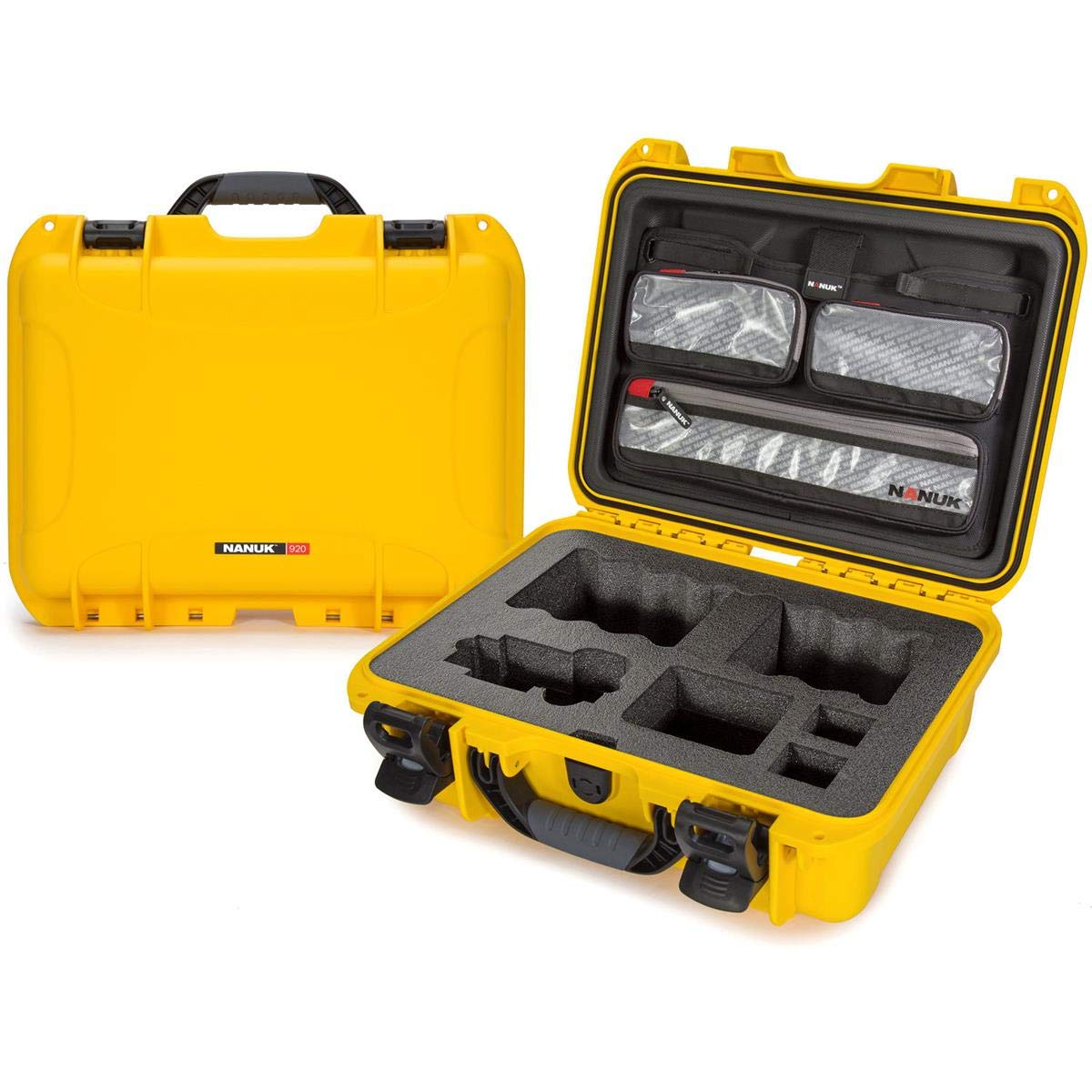 Waterproof Nanuk 920 Hard Case with Lid Organizer for Sony a7R Size Camera - Yellow