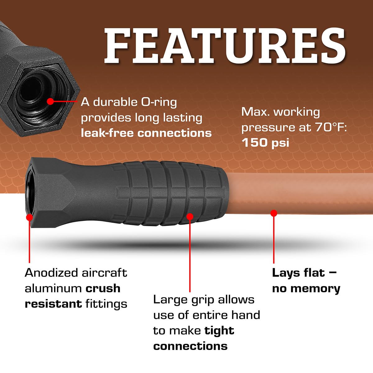 Flexzilla SwivelGrip Colors Garden Hose 5/8 in. x 5 ft., Lightweight All-Weather Water Hose, Durable and Flexible, Leak-Free Connections, Red Clay