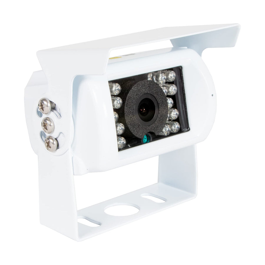 Universal Backup Camera RYDEEN CM-R1000P/W Commercial with CMOS NightVision, 50-feet (18-IR Lights), Waterproof, Metal Housing, Built-in Mic for Sound, for RVs, Delivery Vans, Trucks (White)