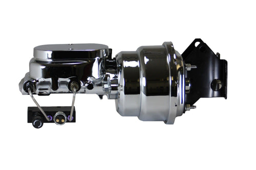 7 Inch LEED BRAKES Dual Power Booster, 1 Inch Bore Flat Top Master, Adjustable Combo Valve (Chrome)