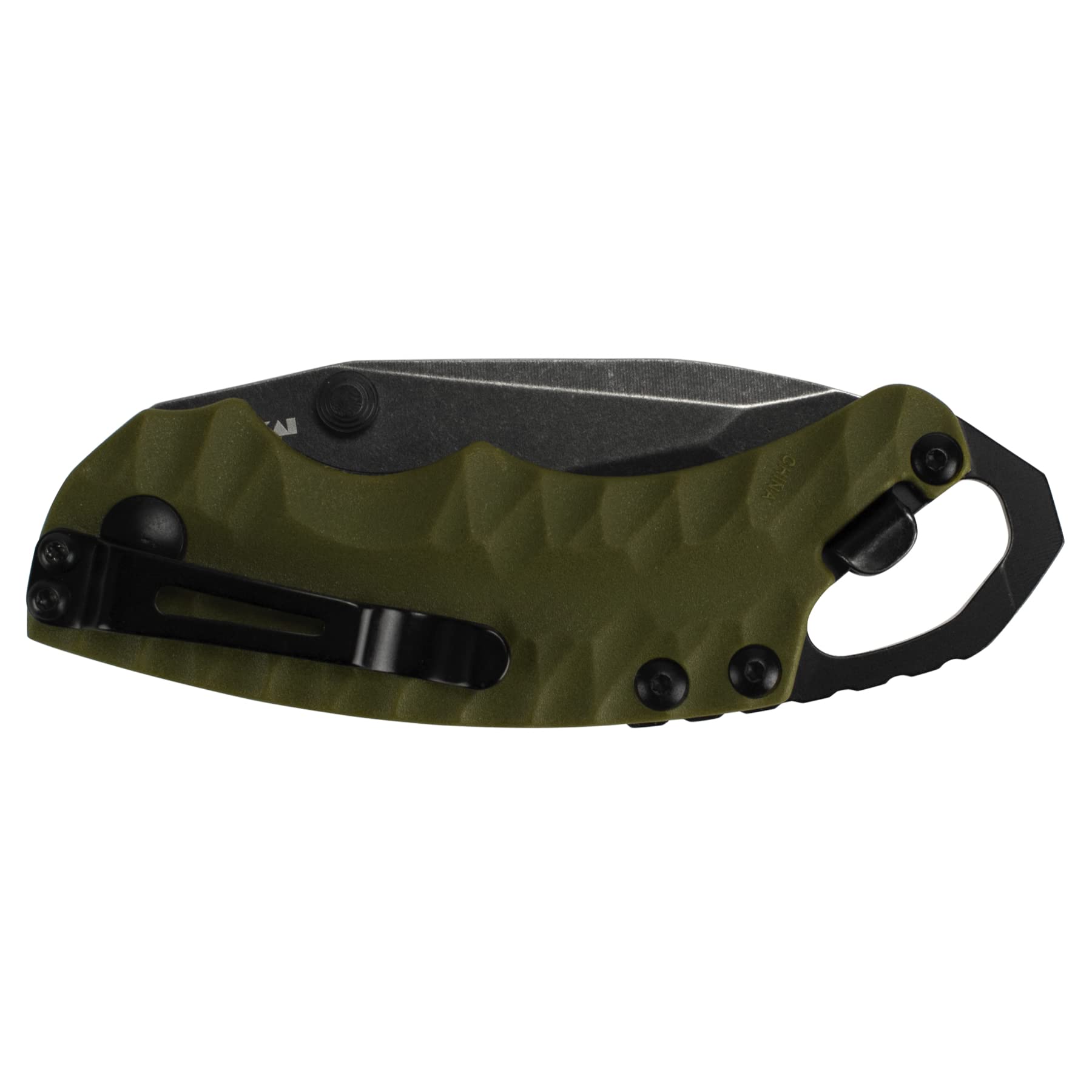 Kershaw II Shuffle Olive Multifunction Folding Pocket Knife (8750TOLBW), 2.6 In. 8Cr13MoV Stainless Steel Tanto Blade with Blackwash Finish and Reversible Pocketclip; 3 oz,Small