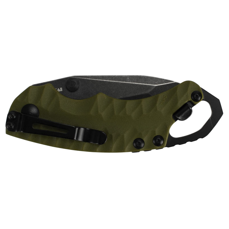 Kershaw II Shuffle Olive Multifunction Folding Pocket Knife (8750TOLBW), 2.6 In. 8Cr13MoV Stainless Steel Tanto Blade with Blackwash Finish and Reversible Pocketclip; 3 oz,Small