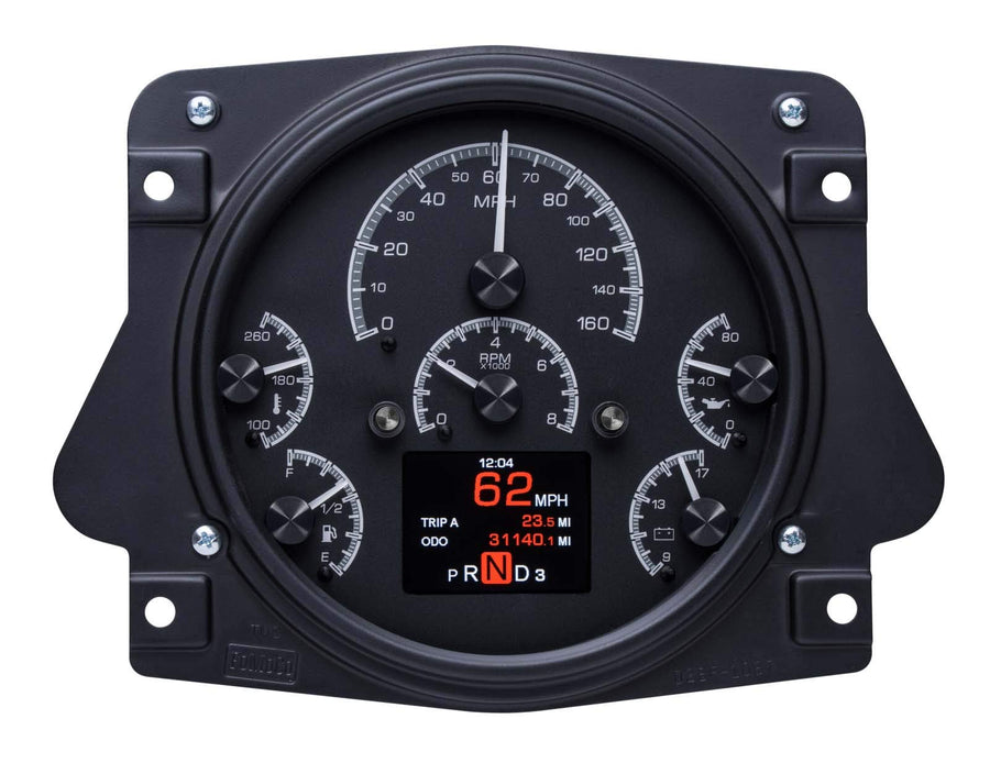 Dakota Digital HDX-66F-BRO-K Gauge System Ford Compatible with 1961-66 Pickup Truck 1966-77 Bronco Black Alloy Style