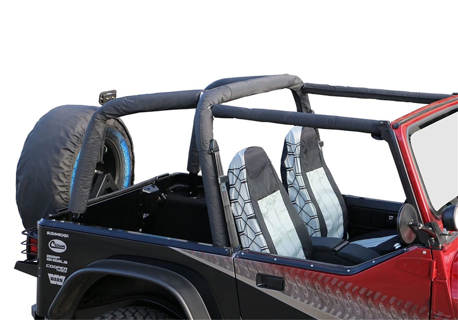 Roll Bar Pad & Cover Kit RAMPAGE PRODUCTS for Jeep Wrangler YJ | Black Denim | 768915 | Fits 1992-1995 Jeep Wrangler YJ