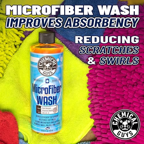 Chemical Guys Car Wash Towel and Microfiber Cleaning Cloth Detergent - Concentrated Cleaner for Towels, Microfiber Cloths, and Pads - Removes Dirt, Wax, Grease, Stains, Orange Scent - 16 oz