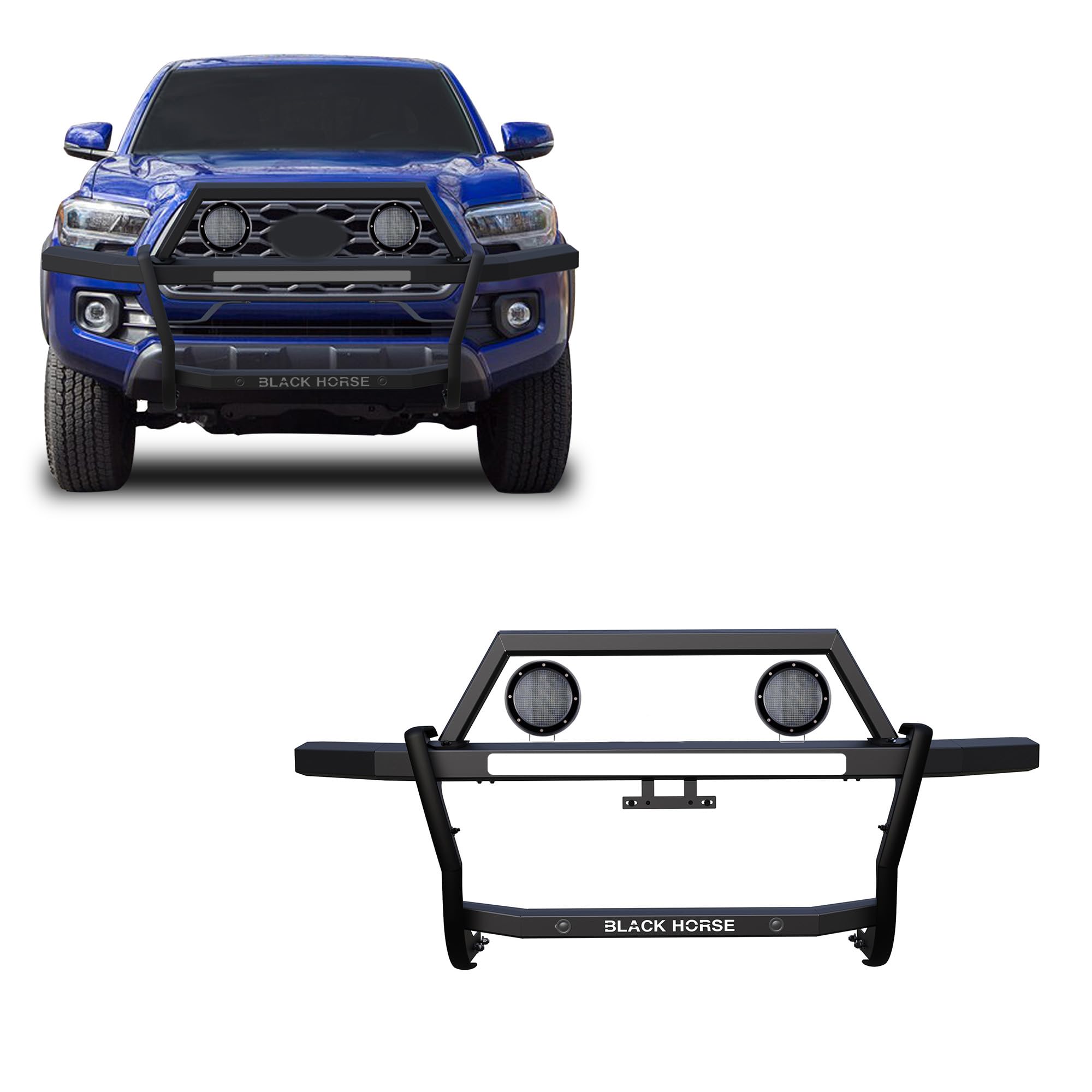 Rambler Black Horse Grille Guard Kit Modular Black Compatible with 2010-2024 Toyota 4Runner-RAGT20-PLFB