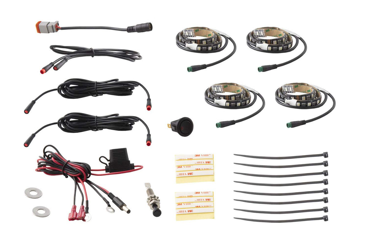 Diode Dynamics RGBW Engine Bay Strip Kit DD0444, 4pc, Multicolor