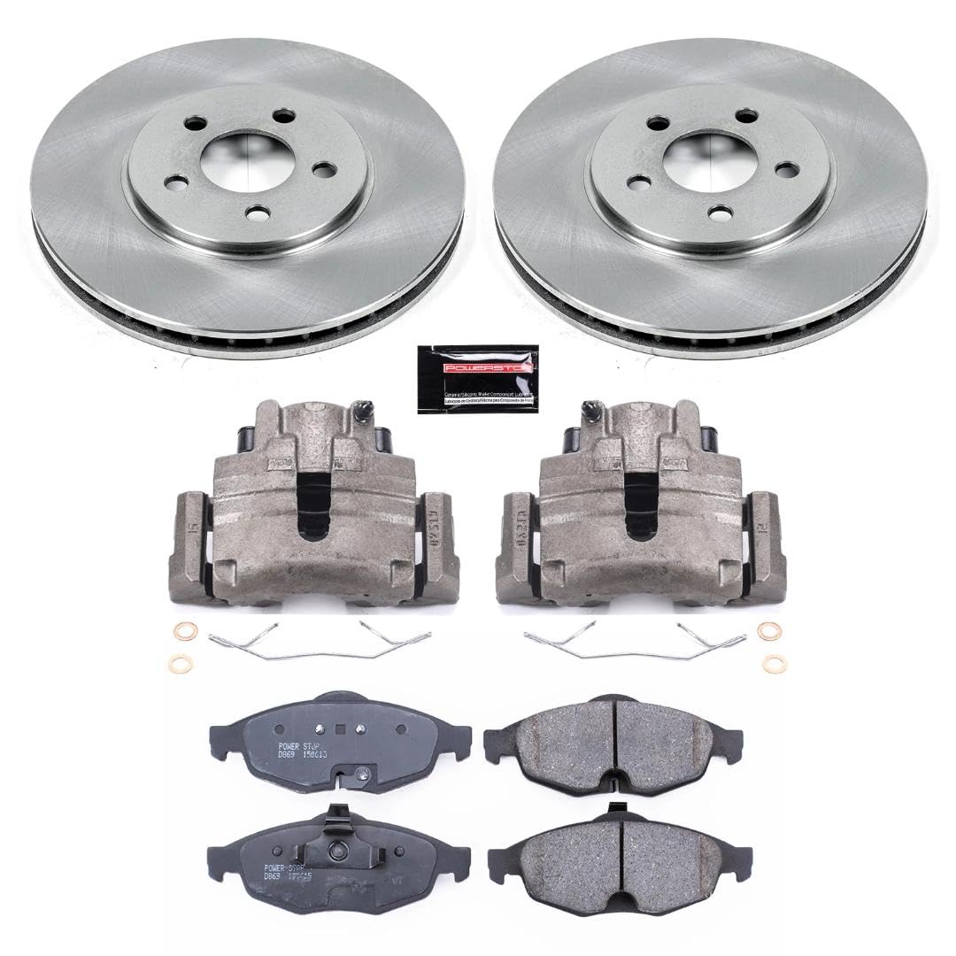 Power Stop KCOE1684 Replacement Autospeciality Front Caliper Kit- OE Rotors, Ceramic Brake Pads, Calipers For Chrysler Sebring 2001-2006, Dodge Stratus 2001-2006 [Model Specific]