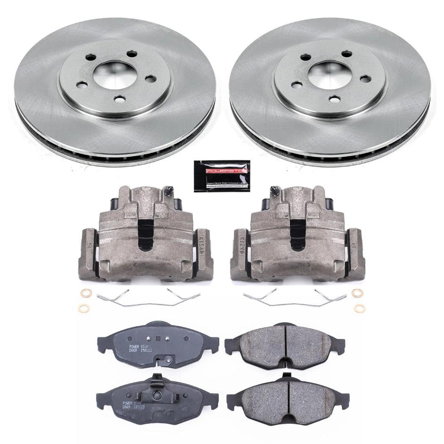 Power Stop KCOE1684 Replacement Autospeciality Front Caliper Kit- OE Rotors, Ceramic Brake Pads, Calipers For Chrysler Sebring 2001-2006, Dodge Stratus 2001-2006 [Model Specific]