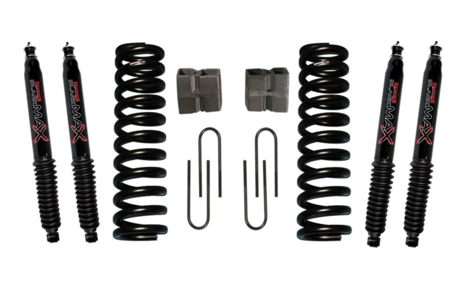 Skyjacker Suspension Lift Kit 176PK-B w/Shock Black MAX Shocks 6 in. Lift Incl. Front Coil Springs Rear U Bolt Kit Rear Block