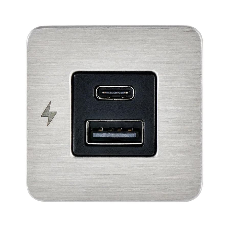 Scanstrut USB-A & USB-C SC-TILE-11 Interior Charging Socket, 12/24V Ultra-Low Profile Fast Charger, Brushed Stainless Steel Bezel, Flush-Mount USB Charger for Boats, RVs & Vehicles